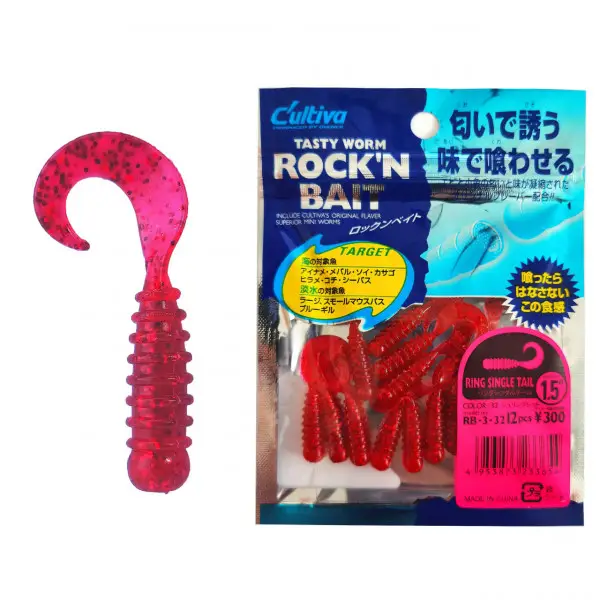 Lichidare de stoc Twister Rock'N Bait Cultiva RB-3 32 Shrimp Red Ring Single Tail