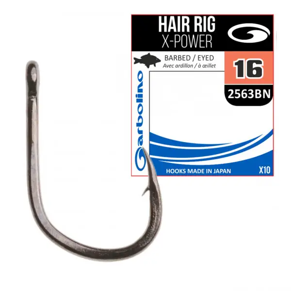 Retur ușor Carlig Garbolino No.12 Hair Rig X-Power 2563 Black Nickel 10buc