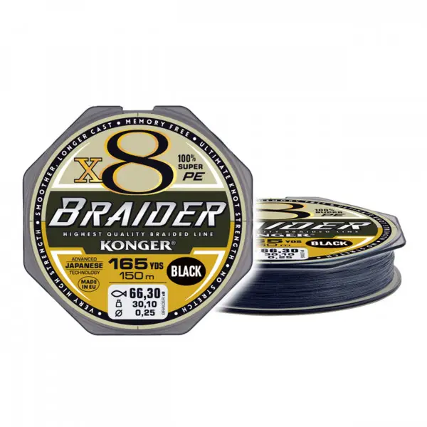 Discount Fir Textil Konger Braider X8 0.20mm 25.3kg 150m Black