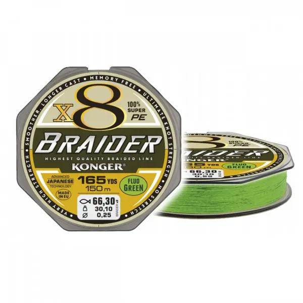 Mai ieftin Fir Textil Konger Braider X8 0.14mm 17.5kg 150mFluo Green