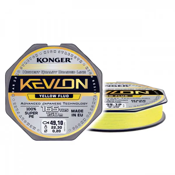 Fir Textil Konger Kevlon X4 0.12mm 10.1kg 150m Yellow Fluo Ieftin