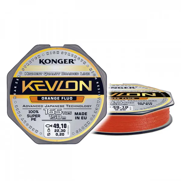 Calitate înaltă Fir Textil Konger Kevlon X4 0.18mm 17.3kg 150m Orange Fluo