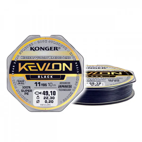 Fir Textil Konger Rigging Line Kevlon X4 0.10mm 9.8kg 10m Black Premium