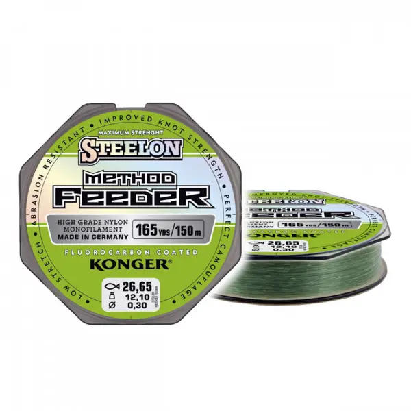 Reducere de preț Fir Konger Steelon Method Feeder Fluorocarbon Coated 0.22mm 7kg 150m Verde