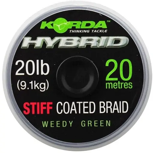 Reducere de preț Fir Textil Cu Camasa Korda Stiff Hybrid Coated Braid Hooklink 20lbs, Weed Green, 15m