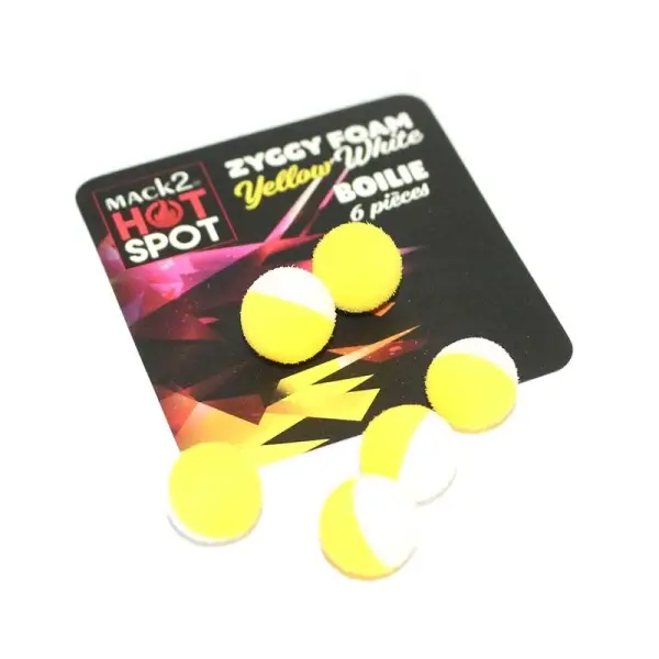 Boilies Artificial Mack2 Ziggy Foam Boilie Two Tone Galben-Alb 6buc Livrare rapidă