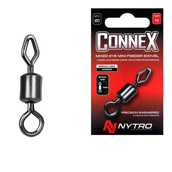 Vartej Rolling Nytro No.14 4Lbs Mixed-Eye Mini Feeder Swivel 10buc/pac Ofertă