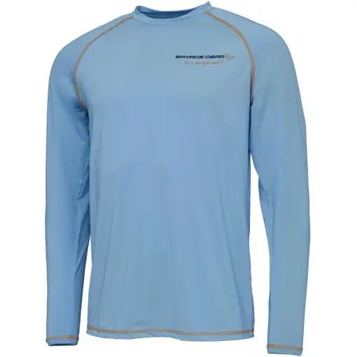 Bluza Savage Gear Aqua UV Long Sleeve Tee Bonnie Blue Ofertă de sezon