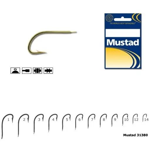 Plată securizată Carlig Mustad M31380, Forjat cu Tija Scurta, Auriu, 10buc