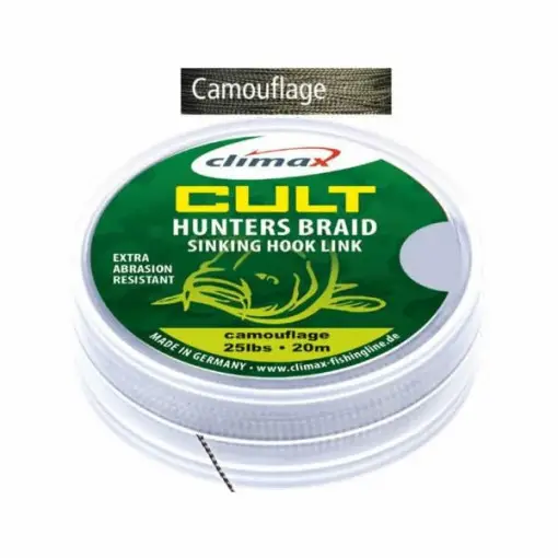 Fir Textil Climax Cult Huntersbraid Sinking Hooklink Camouflage, 20m Disponibil imediat