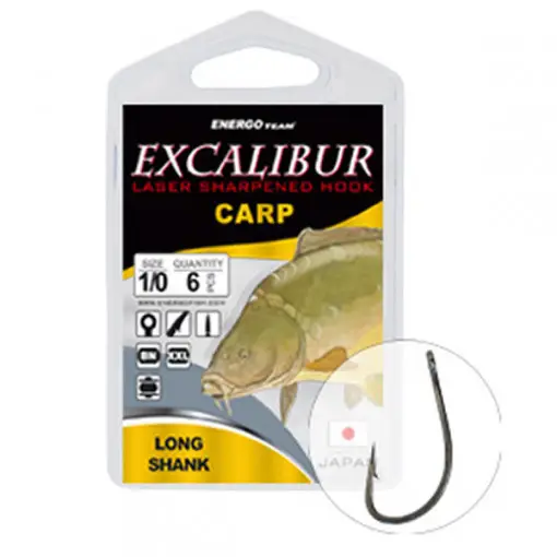 Preț mic Carlige Excalibur Carp Long Shank BN, 10buc