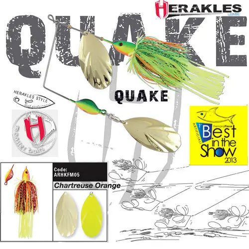 Spinnerbait Herakles Quake, Chartreuse/Orange, 42g Retur ușor