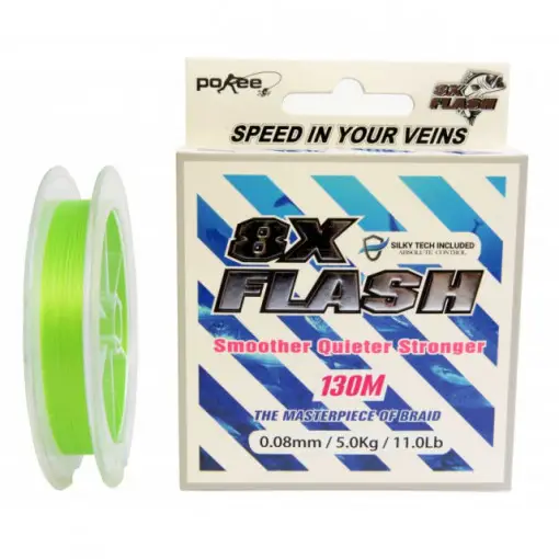 Expediere rapidă Fir textil Pokee 8X Flash Smart PE, Lime Green, 130m