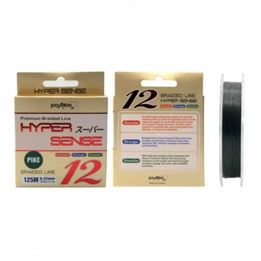 Cumpărături sigure Fir textil Pokee Hyper Sense Braid 12x, Moss Green Pike, 125m