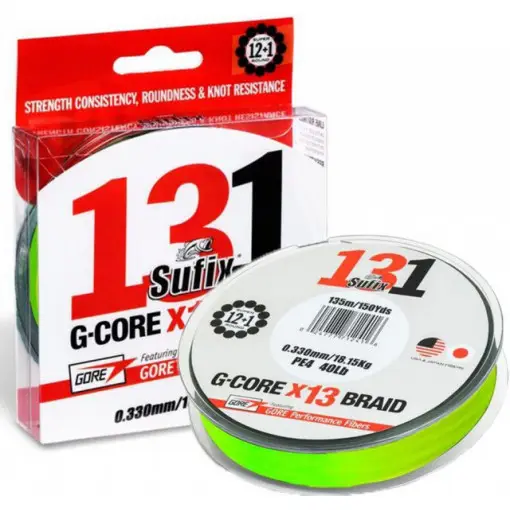 Doar azi Fir textil Sufix 131 G-CORE X13 Braid, Neon Chartreuse, 150m