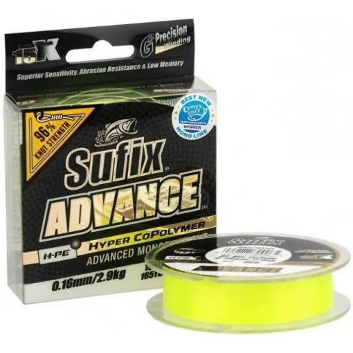 Fir Monofilament Sufix Advance HMPE Hyper CoPolymer, Hi Vis Yellow, 150m Promoție
