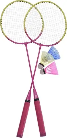 Reducere de preț Set badminton pentru plaja, 5 piese, metal, roz