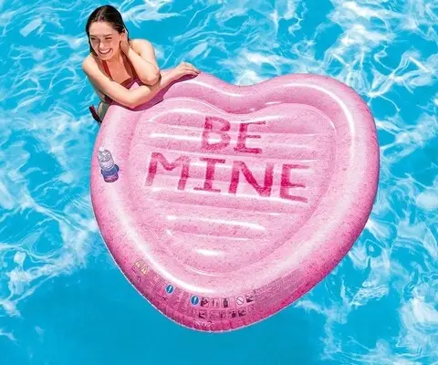 Lichidare de stoc Saltea gonflabila Intex Candy Heart Island, 145x142 cm, polivinil, roz