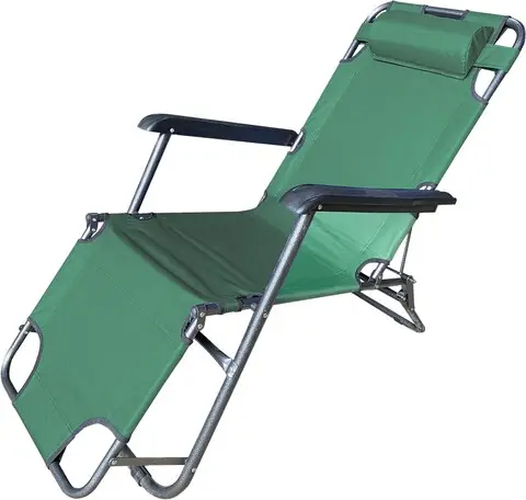 Sezlong pliabil cu tetiera Simple, Heinner, 153x60x79cm, verde Chilipir
