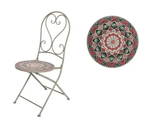 Ofertă limitată Scaun pentru gradina Narbonne Mosaic, Decoris, 46 x 39 x 93 cm, fier/ceramica, grej