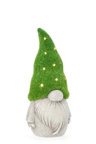 Decoratiune luminoasa de gradina cu incarcare solara LED Garden Gnome, Bizzotto, 17x14.5x36 cm, magneziu, verde Super ofertă