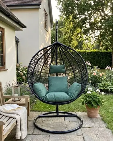 Ofertă de sezon Leagan/balansoar gradina Linea, Heinner, 115x68x108/195 cm, negru/verde
