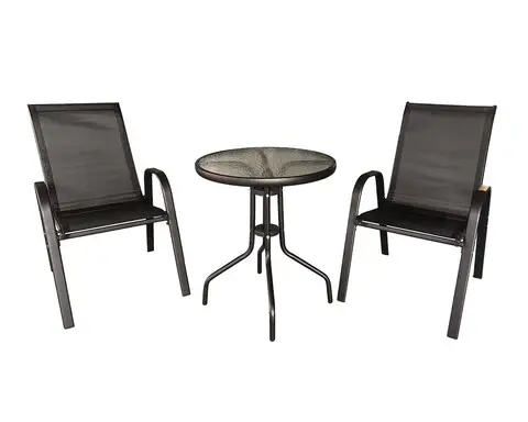 Set mobilier pentru camping Savona, Heinner, 3 piese, aluminiu/MDF, negru Super ofertă