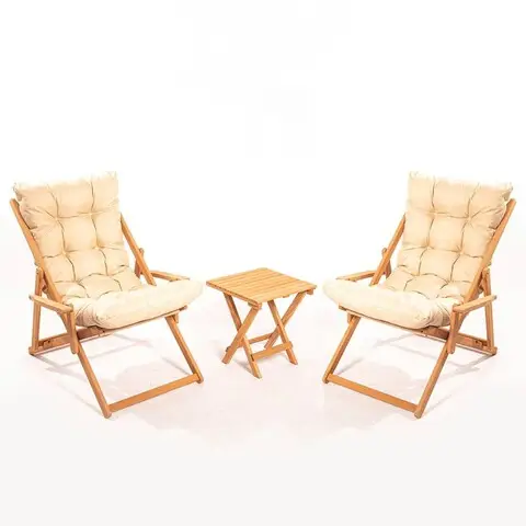 Reduceri Set mobilier de gradina 3 piese, Hanah Home, My005, Maro / Crem