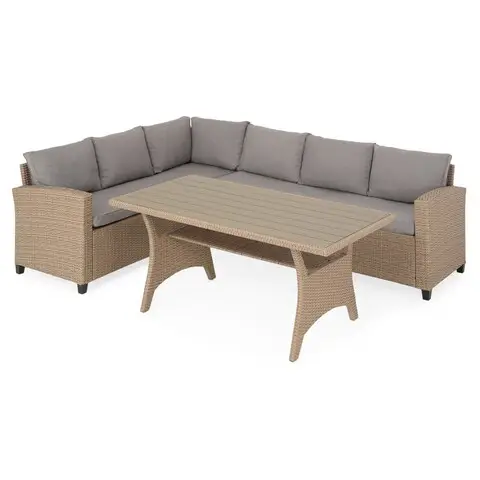 Set mobilier pentru gradina/terasa, Baxter, 3 piese, natur/bej Reducere