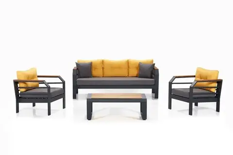 Reducere specială Set mobilier de gradina, Hanah Home, Assento 3+1+1+S, Galben / Gri / Negru
