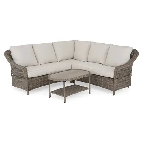 Set mobilier pentru exterior, 4 piese Chasewood, 218x218x86 cm, otel/ceramica, mix gri/gri Noutate