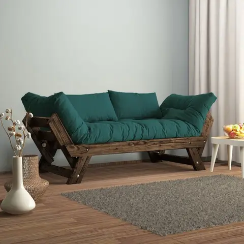 Noutate Canapea de gradina cu 2 locuri, Hanah Home, CPT8116-210, Nuc / Verde petrol