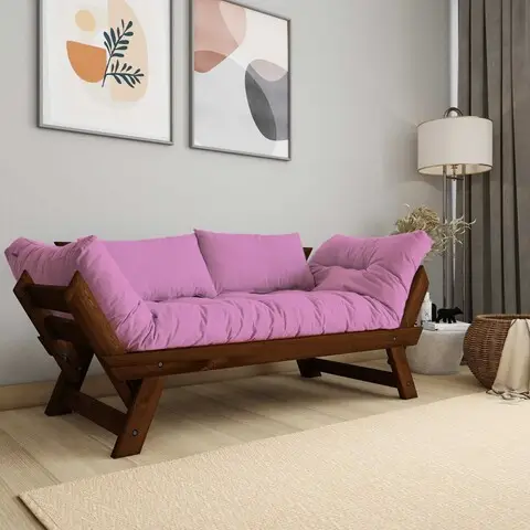 Ofertă limitată Canapea de gradina cu 2 locuri, Hanah Home, CPT8165-210, Nuc / Roz
