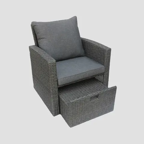Ofertă de sezon Fotoliu pentru gradina/terasa Linde, Homla, 73x70x81 cm, metal/technorattan/poliester, gri