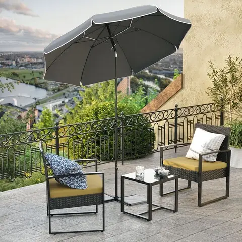 Preț promoțional Umbrela pentru terasa, gradina, plaja, Songmics, D160 cm,protectie solara UPF 50+, gri