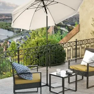 Umbrela pentru terasa, gradina, plaja Songmics, D160 cm, protectie solara UPF 50+, natural Mai ieftin