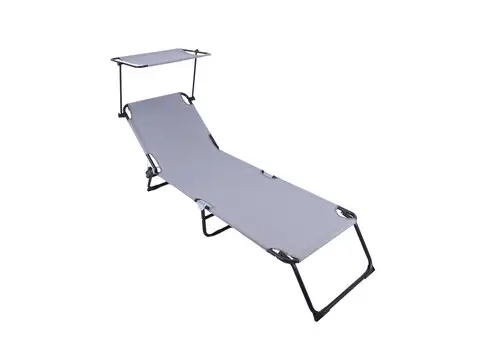 Reducere Sezlong cu parasolar Heinner, 186x55x24 cm, otel/textil, gri