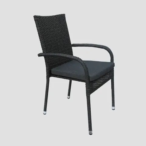 Scaun pentru gradina Bikly, Homla, 56x64x94 cm, metal/technorattan/poliester, maro Transport gratuit
