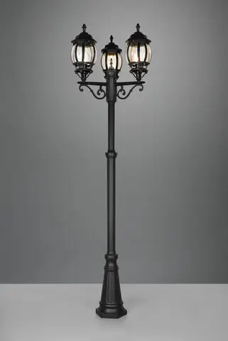Lampadar de exterior Elvo, TRIO, 57x240 cm, 60W, 3x E27, aluminiu, negru mat Ofertă exclusivă