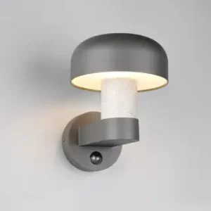 Aplica de perete pentru exterior cu senzor Fraser, TRIO, 19x25x24.5 cm, 10W, 1x E27, aluminiu, gri Super ofertă