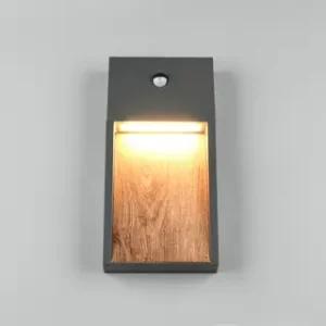 Aplica de perete pentru exterior cu senzor Salmon, TRIO, 16.5x33 cm, 11W, 1x SMD, aluminiu, antracit/natur Preț mic