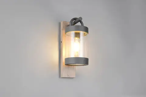 Aplica de perete pentru exterior Sambesi, TRIO, 12.5x33 cm, 28W, 1x E27, aluminiu, antracit/natur Reduceri
