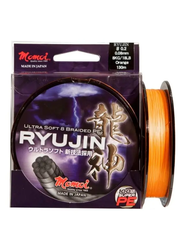 Noutate Fir Textil Momoi Ryujin PE Braided Orange 130 mt. (0,06mm ~ 0,22mm)
