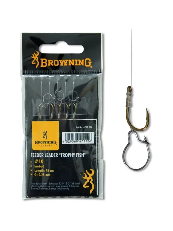 Discount Carlige Legate Browning No.14 75cm 0.22mm Feeder Leader Trophy Fish