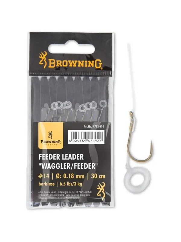Carlige Legate Browning No.16 30cm 0.18mm Feeder Leader Waggler/Feeder Livrare expres
