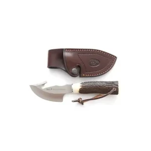 Muela Cutit Vanatoare Raccoon-8A + Teaca Piele Maner Corn Nu rata