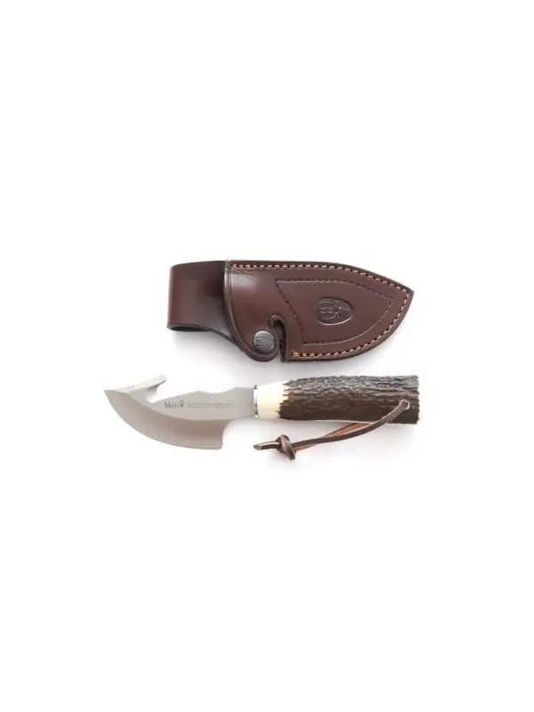 Muela Cutit Vanatoare Raccoon-8A + Teaca Piele Maner Corn Nu rata