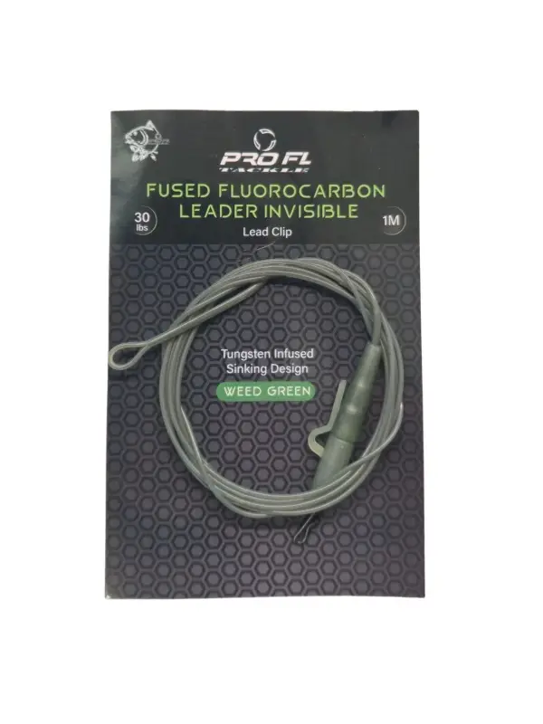 Pro FL, Montura Fused Fluorocarbon Plumb Pierdut Leader Weed Green, 1 mt/30 lb. Chilipir