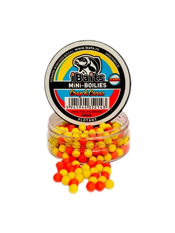 IBaits, Mini Boilies, 6 mm/40 ml, Crap&Caras, Flotant Chilipir