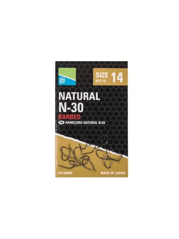 Preston, Carlige Natural N-30, Barbed 15buc Reducere extra